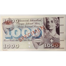 SWITZERLAND 1954-1974 . ONE THOUSAND 1,000 FRANKEN BANKNOTE . SPECIMEN